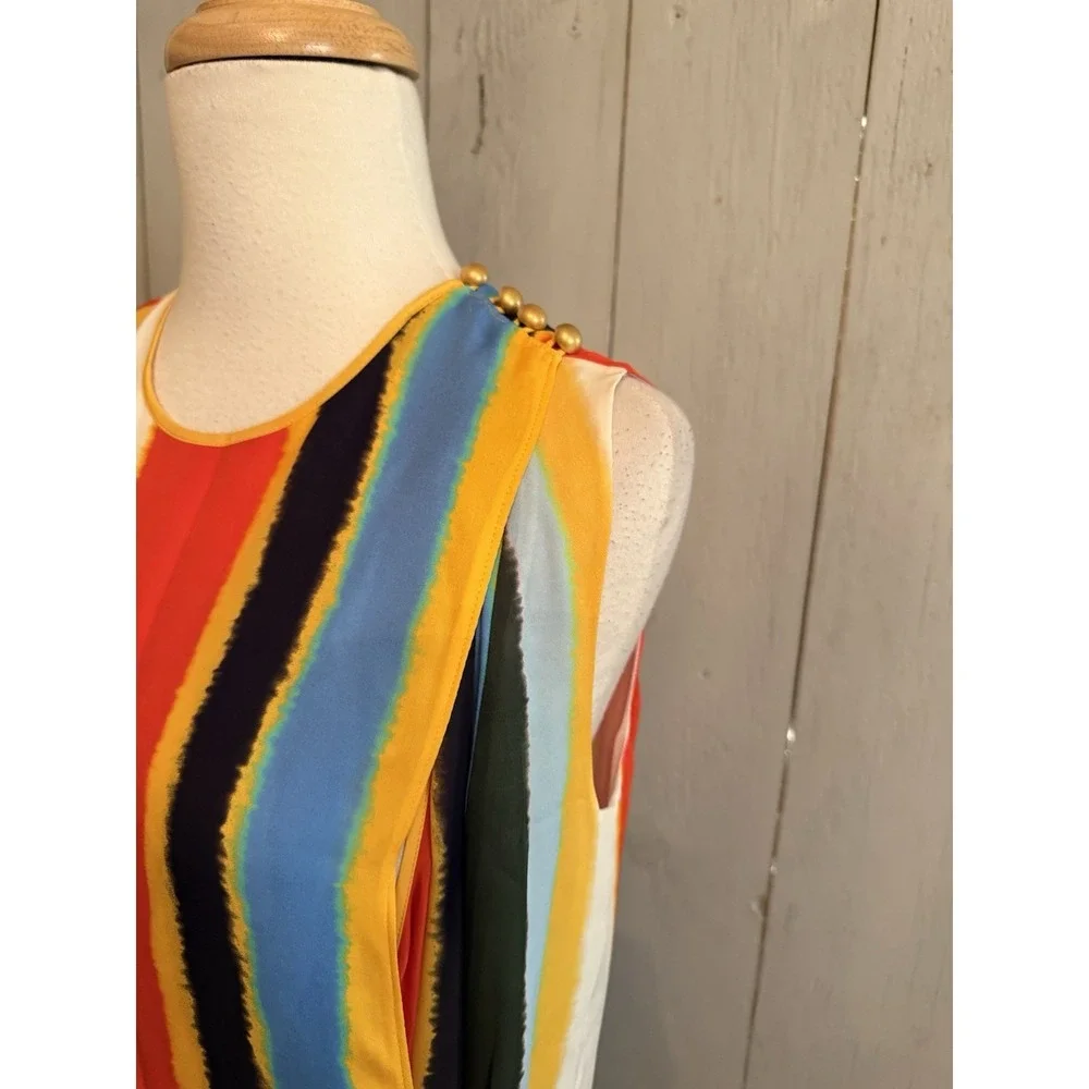 Tory‎ Burch Bettina Dress Balloon  Stripe 2 NWT Button Multiway XS  $698 NWT